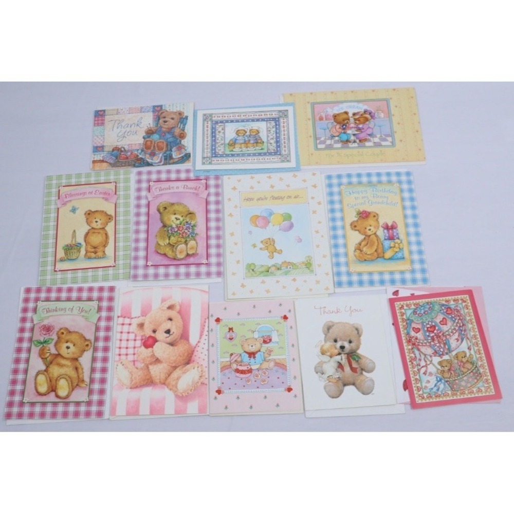 VTG Teddy Bear (12) Greeting Cards LUCY & ME All Occasions NOS Art Decoupage